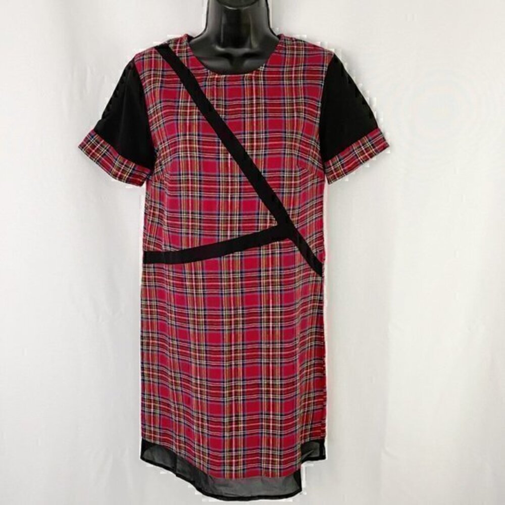 TOBI‎ Plaid Shift Mini Dress Red Black Extra Small